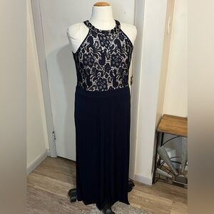 Long Blue Evening Dress w/ Split on Left Side - Size 20W